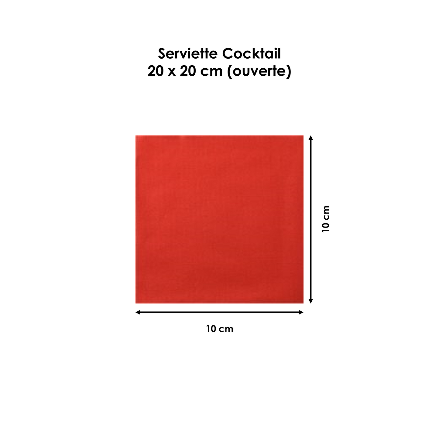 Serviette Cocktail Rouge en Double-Point - 20 x 20 cm